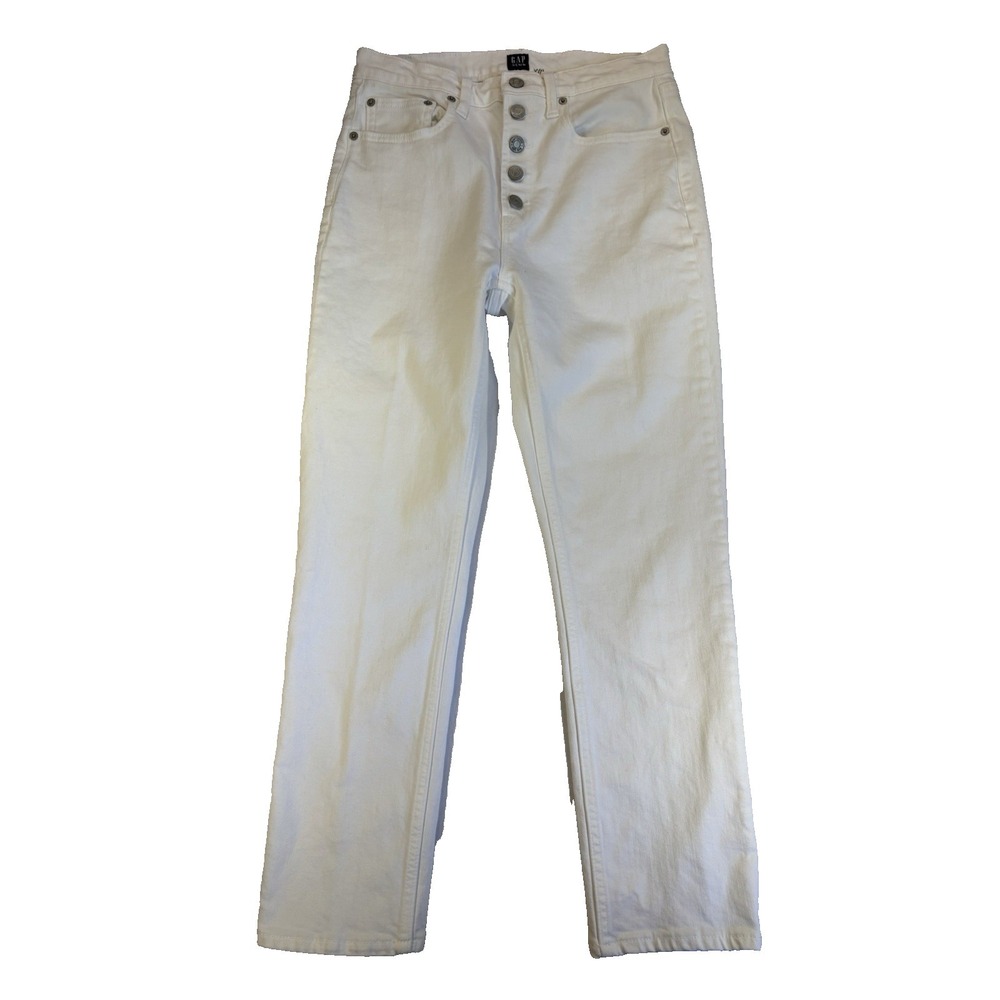Gap Women's 6/28 White Cigarette Jeans Exposed Button Fly Sexy Indie Sleaze
